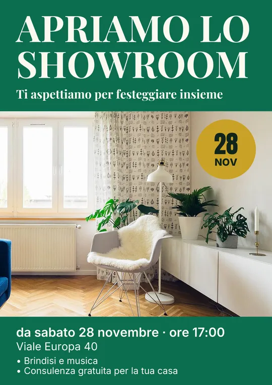 Modello di locandina: Apriamo lo showroom