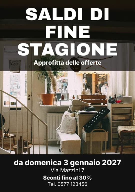 Modello di locandina: Saldi con la foto della vetrina